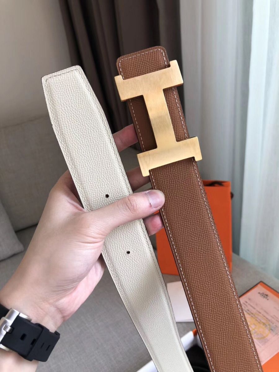 Hermes Constance 2 Belt Buckle & Brown/White Epsom 42MM Strap - Image 3