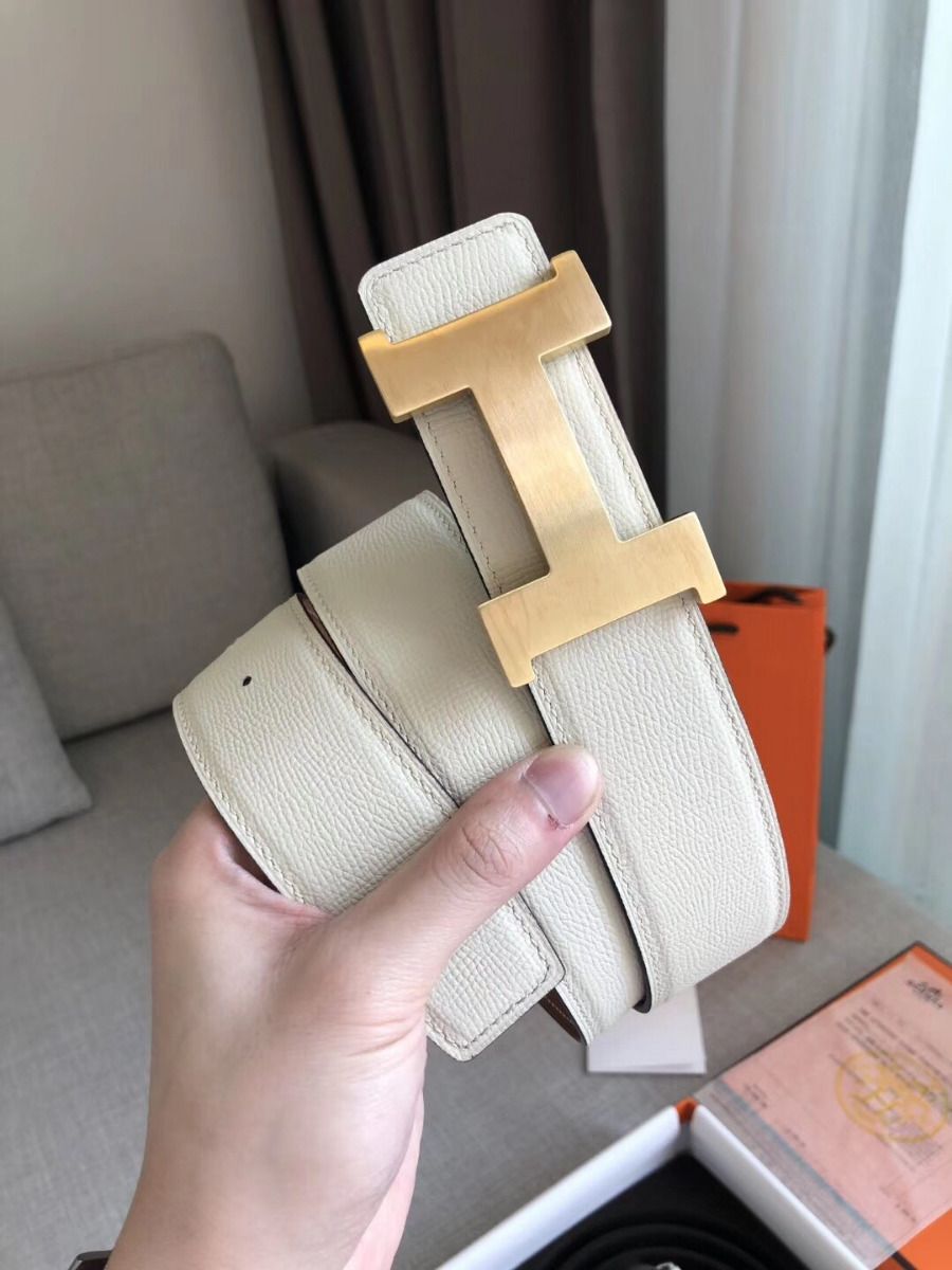 Hermes Constance 2 Belt Buckle & Brown/White Epsom 42MM Strap - Image 4