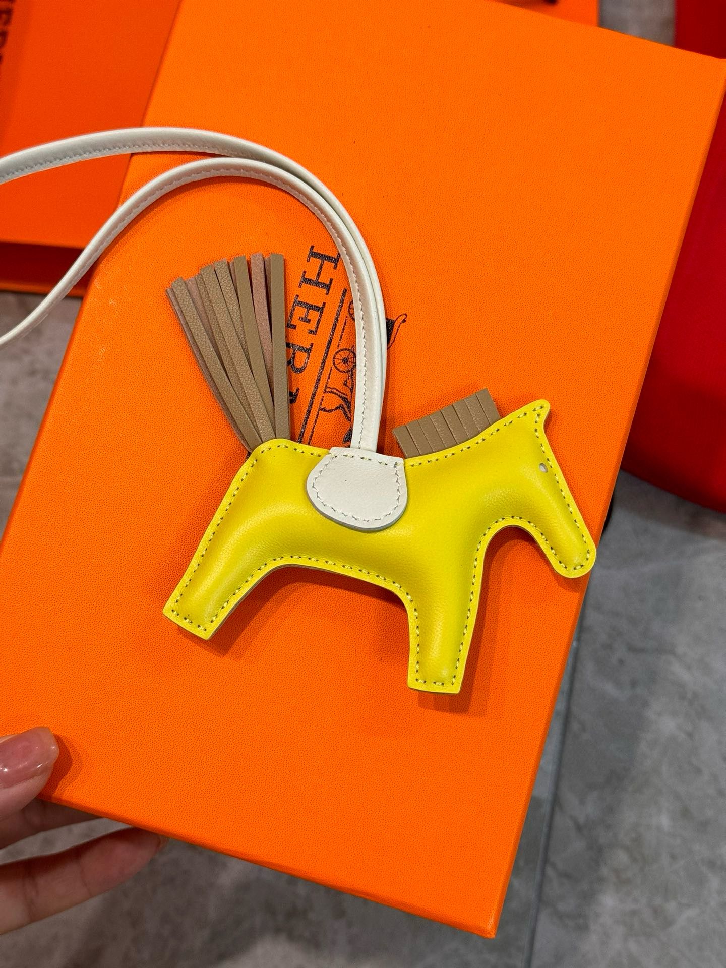 Hermes Rodeo PM Bag Charm in Yellow/Sesame/Craie Lambskin - Image 3