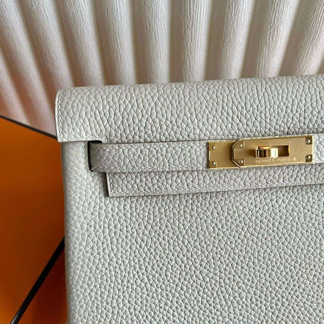 Hermes Kelly Ado Backpack in Craie Clemence Leather - Image 3