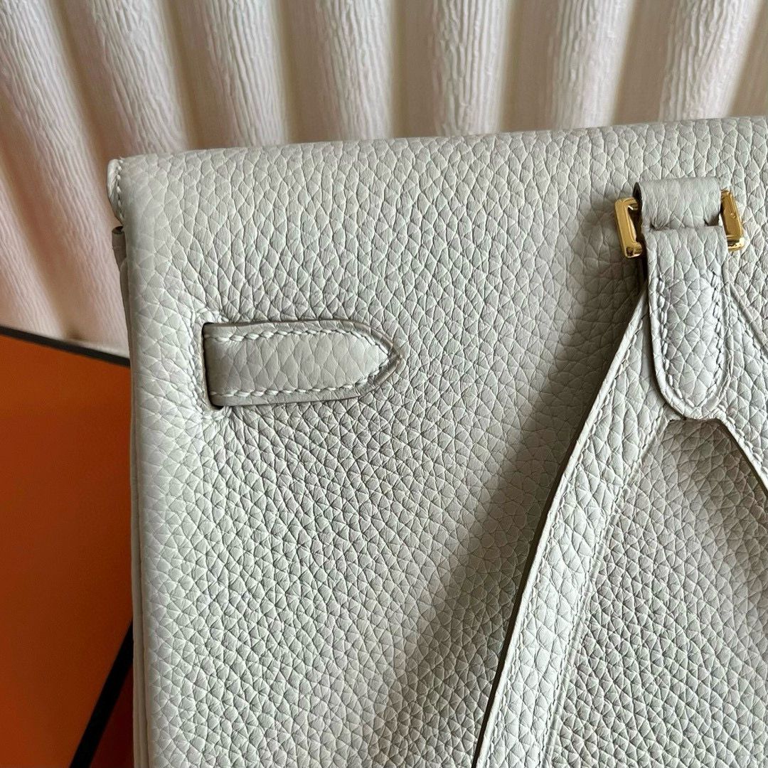 Hermes Kelly Ado Backpack in Craie Clemence Leather - Image 7