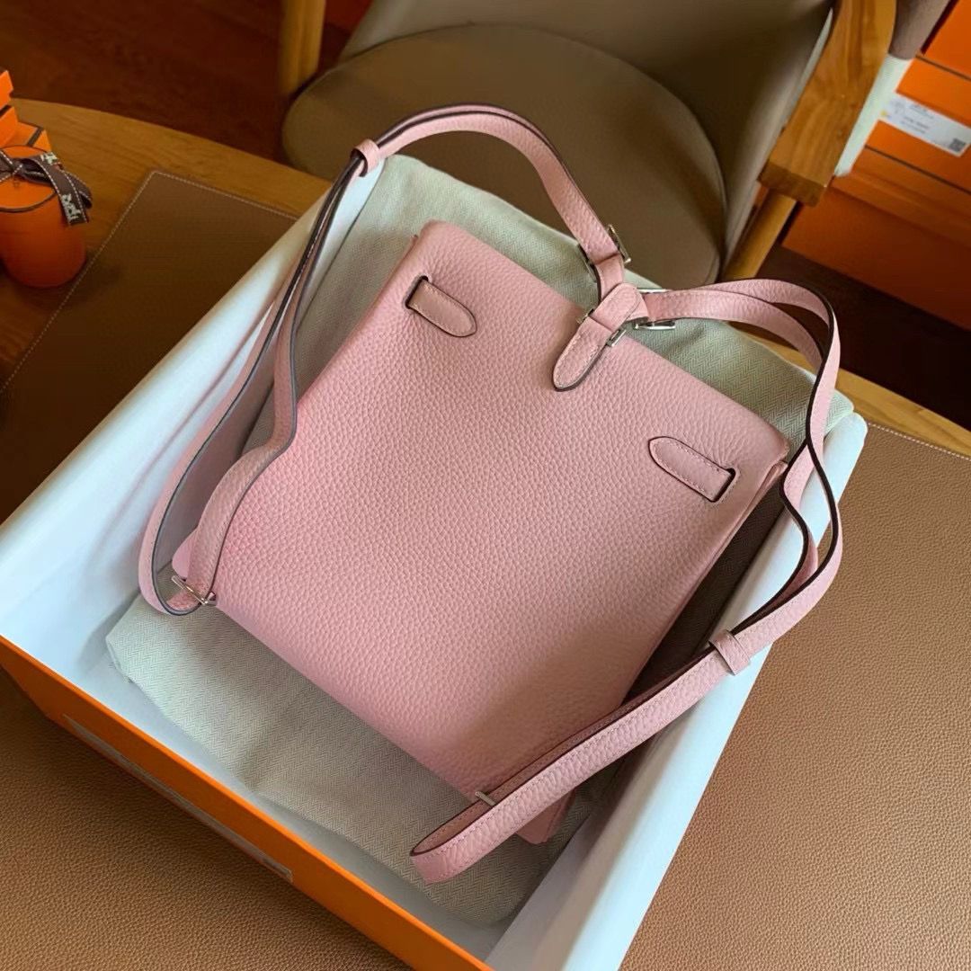 Hermes Kelly Ado Backpack in Rose Sakura Clemence Leather - Image 3