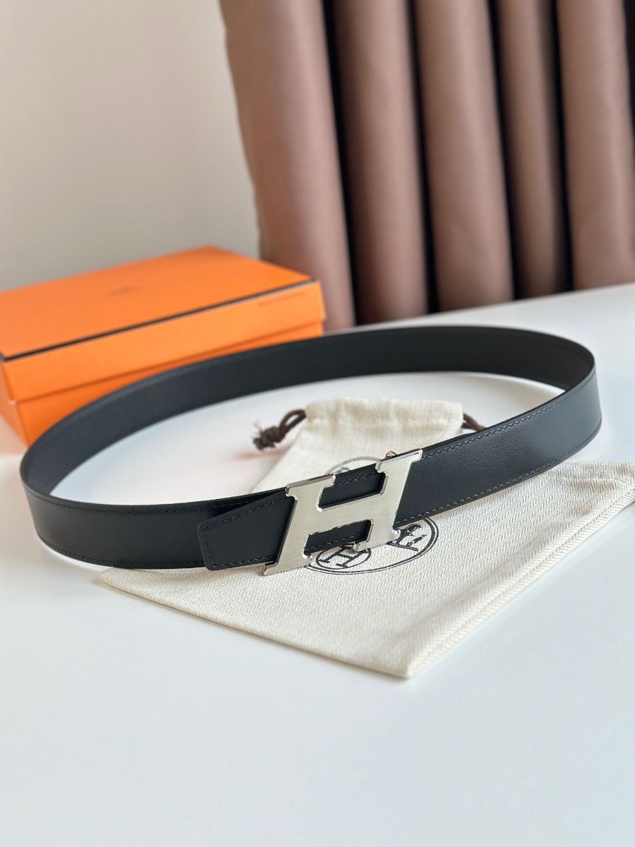 Hermes H Speed Reversible Belt 32MM in Black Clemence Leather - Image 3