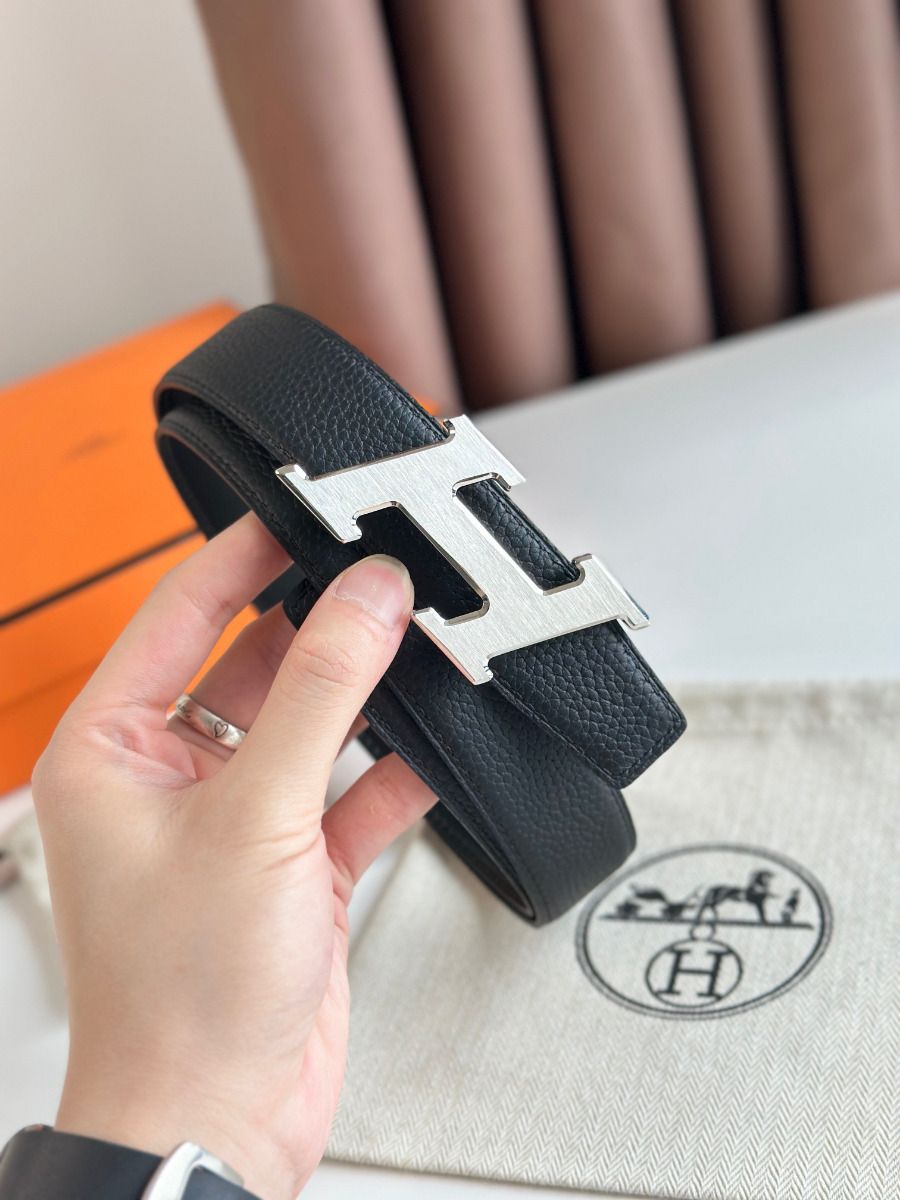 Hermes H Speed Reversible Belt 32MM in Black Clemence Leather - Image 6