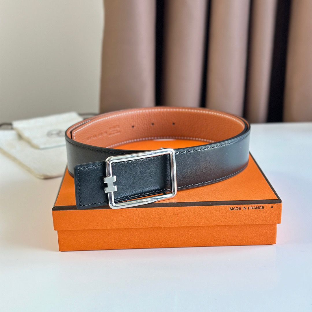 Hermes Tube H Reversible Belt 38MM in Gold Clemence Leather - Image 7
