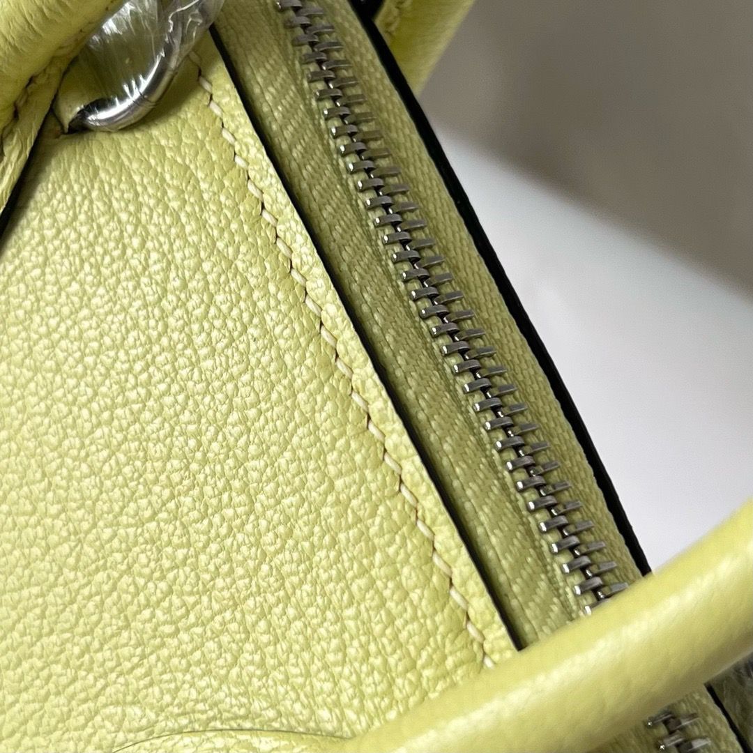 Hermes Bolide 1923 Mini Handmade Bag In Jaune Bourgeon Chevre Mysore Leather - Image 4