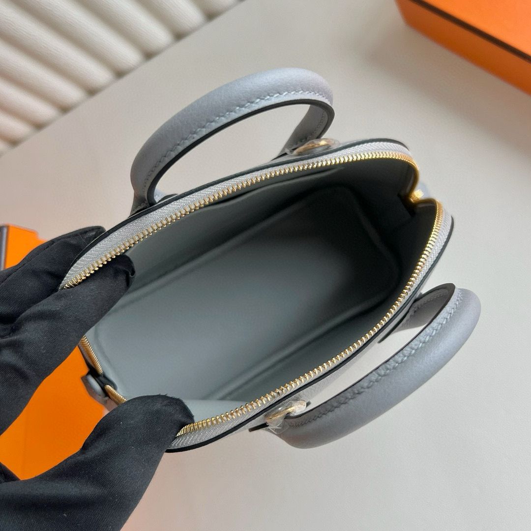 Hermes Bolide 1923 Mini Handmade Bag in Blue Glacier Evercolor Calfskin - Image 7