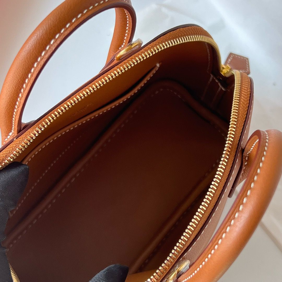 Hermes Bolide 1923 Mini Handmade Bag In Gold Evercolor Calfskin - Image 10