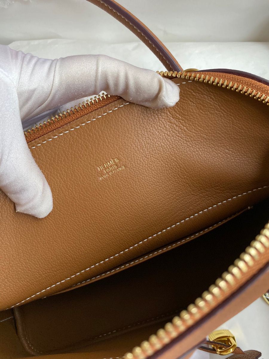 Hermes Bolide 1923 27 Handmade Bag In Gold Clemence Calfskin - Image 9