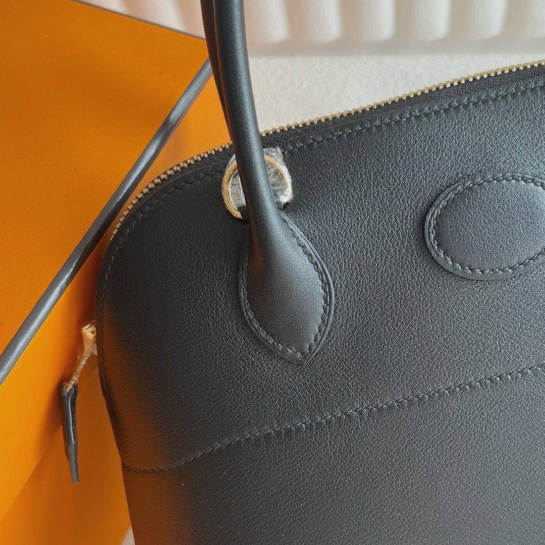 Hermes Bolide 1923 27 Handmade Bag in Black Swift Calfskin - Image 4