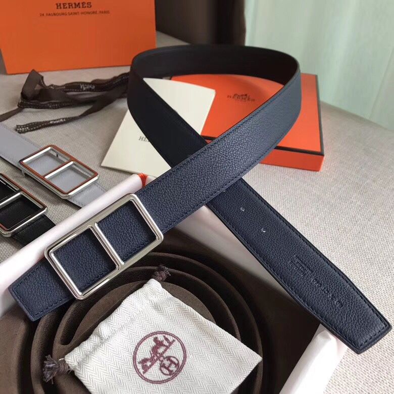 Hermes Officier Belt Buckle & Navy 38MM Strap - Image 6