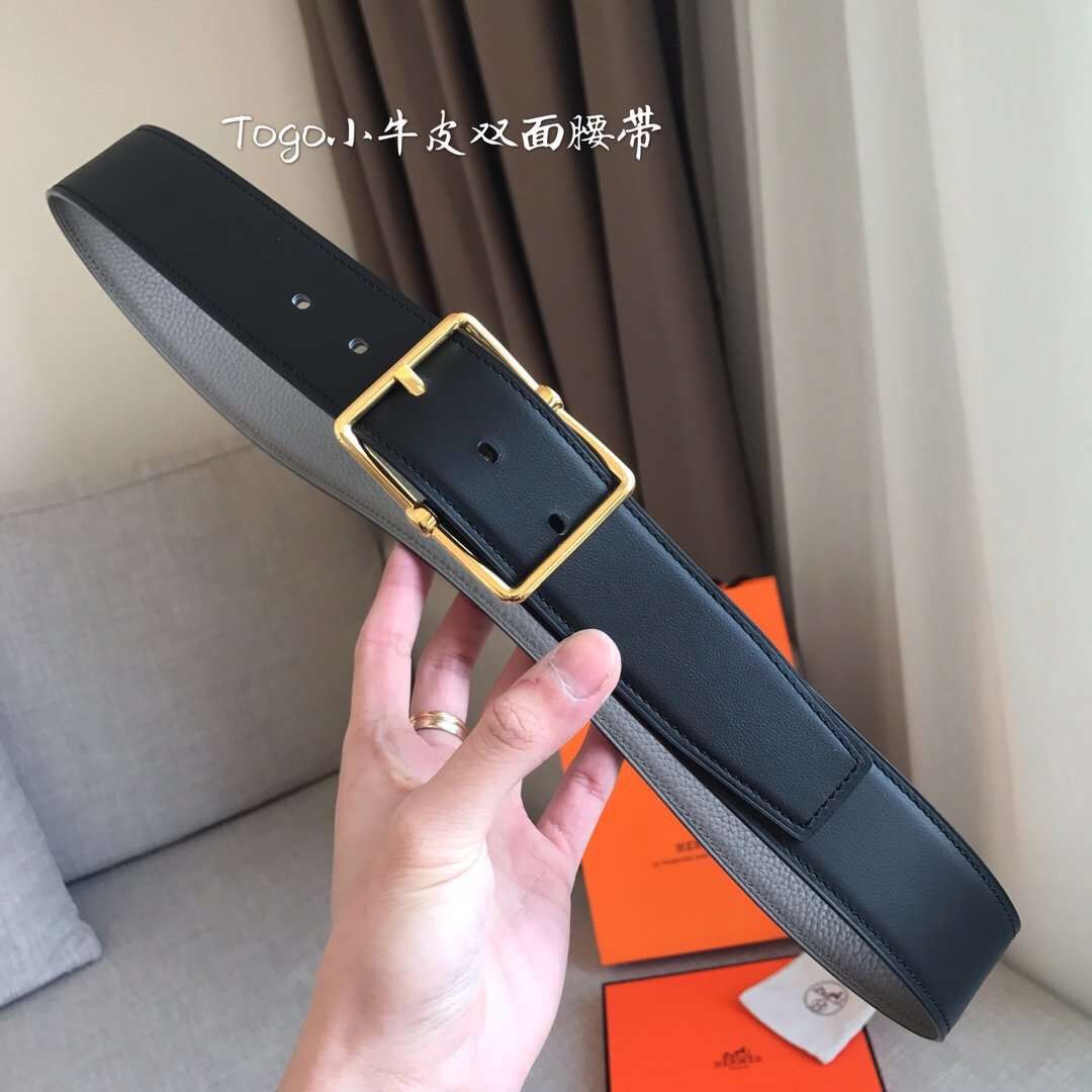 Hermes Grey Saddle 38MM Reversible Belt - Image 8