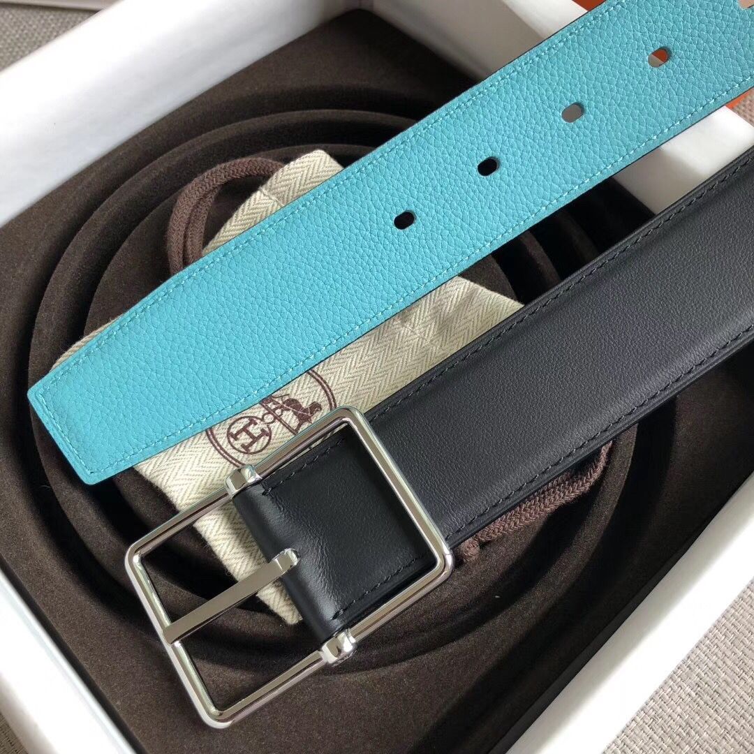 Hermes Bleu Obscur Saddle 38MM Reversible Belt - Image 3