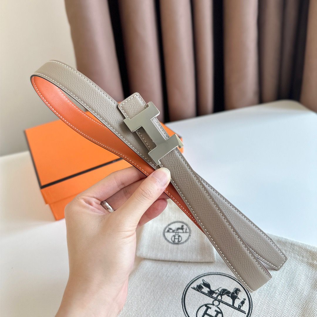 Hermes Mini Constance 24mm Belt in Taupe Epsom Leather and Tan Swift Leather - Image 3