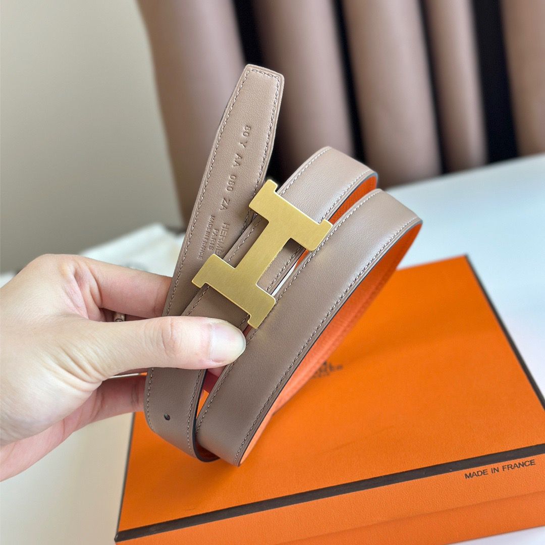 Hermes Mini Constance 24mm Belt in Orange Epsom Leather and Blue Swift Leather - Image 8
