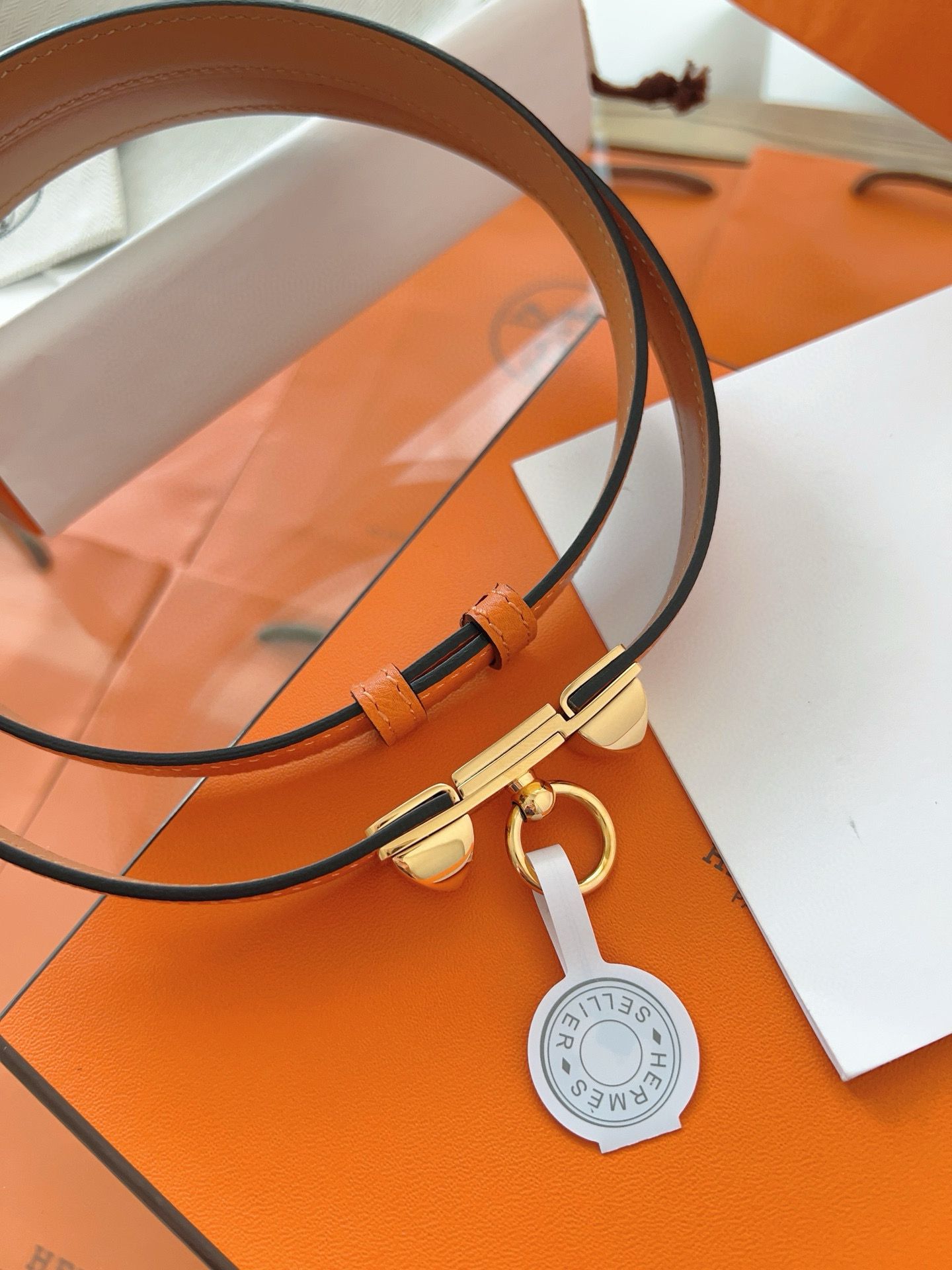 Hermes Rivale 18 Belt in Orange Epsom Calfskin - Image 7