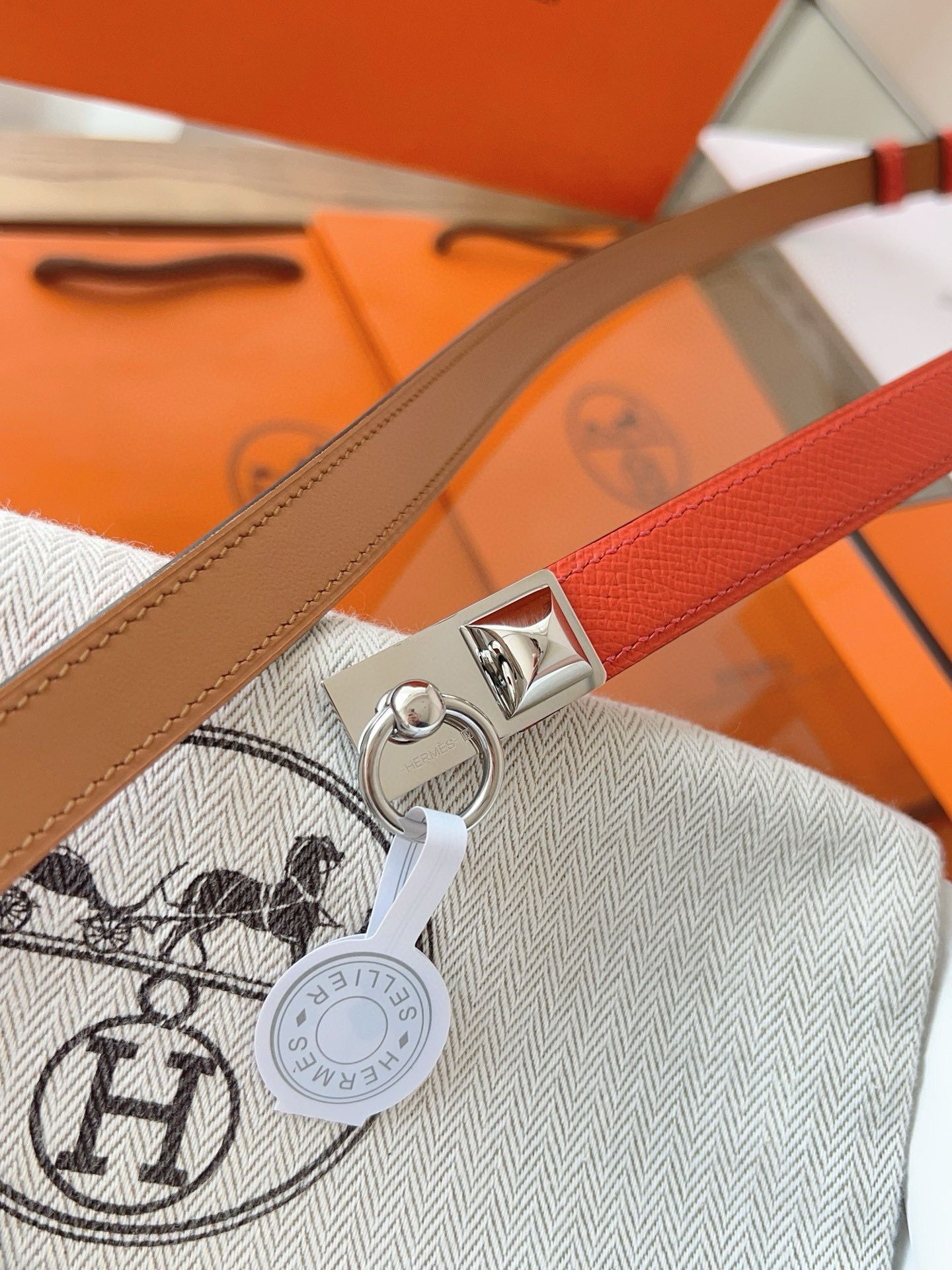 Hermes Rivale 18 Belt in Red Epsom Calfskin - Image 8