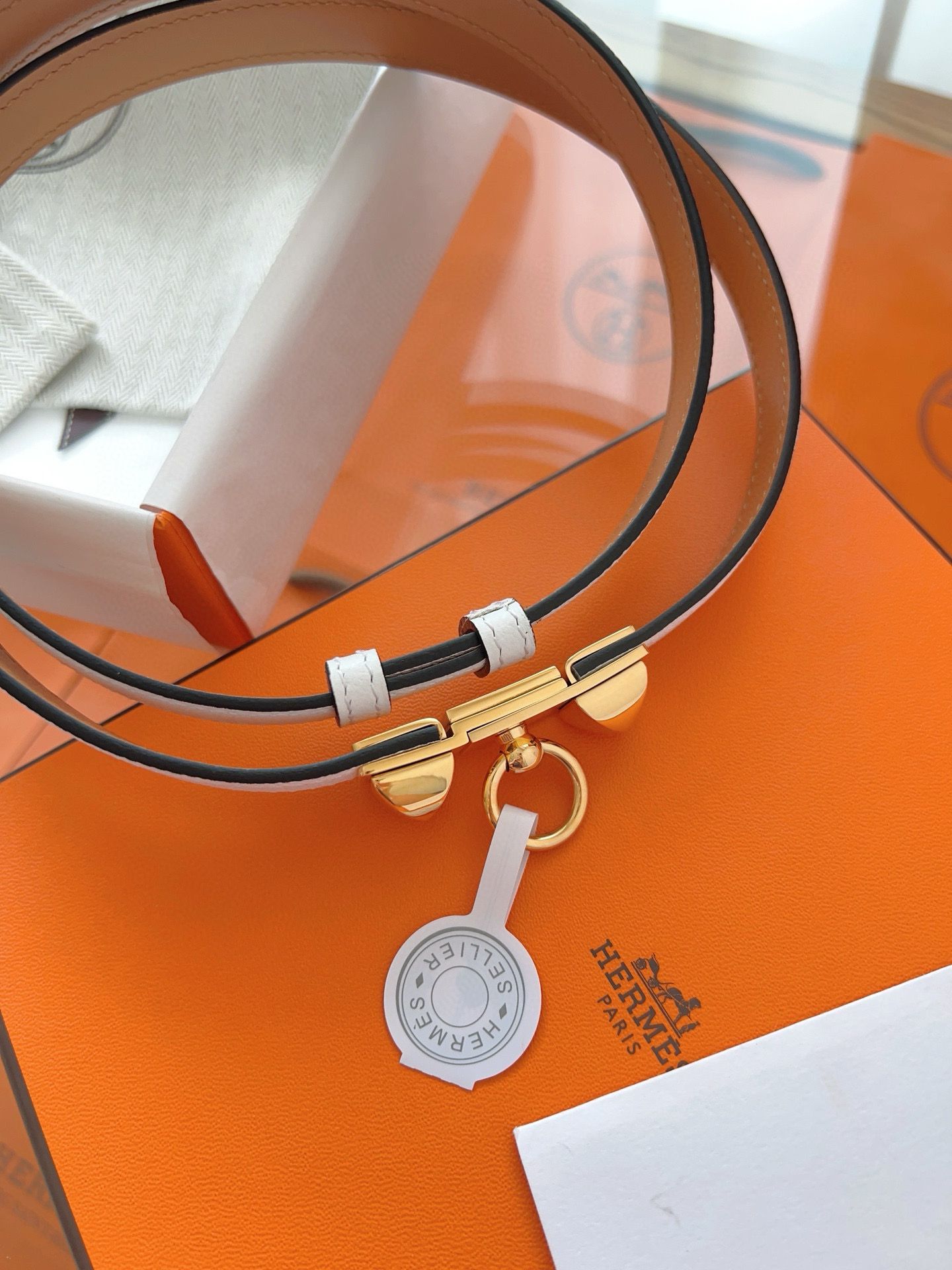 Hermes Rivale 18 Belt in White Epsom Calfskin - Image 8