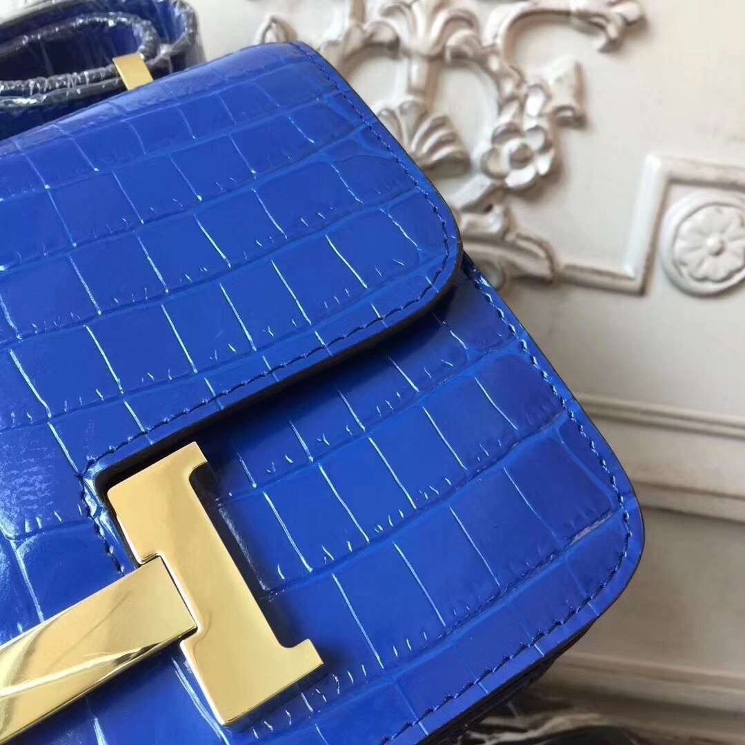 Hermes Blue Constance MM 24cm Crocodile Bag - Image 5