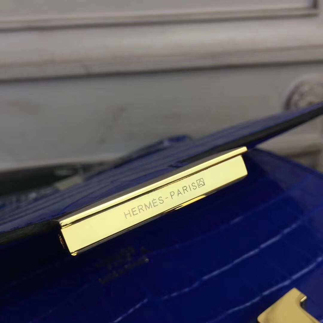 Hermes Blue Constance MM 24cm Crocodile Bag - Image 6