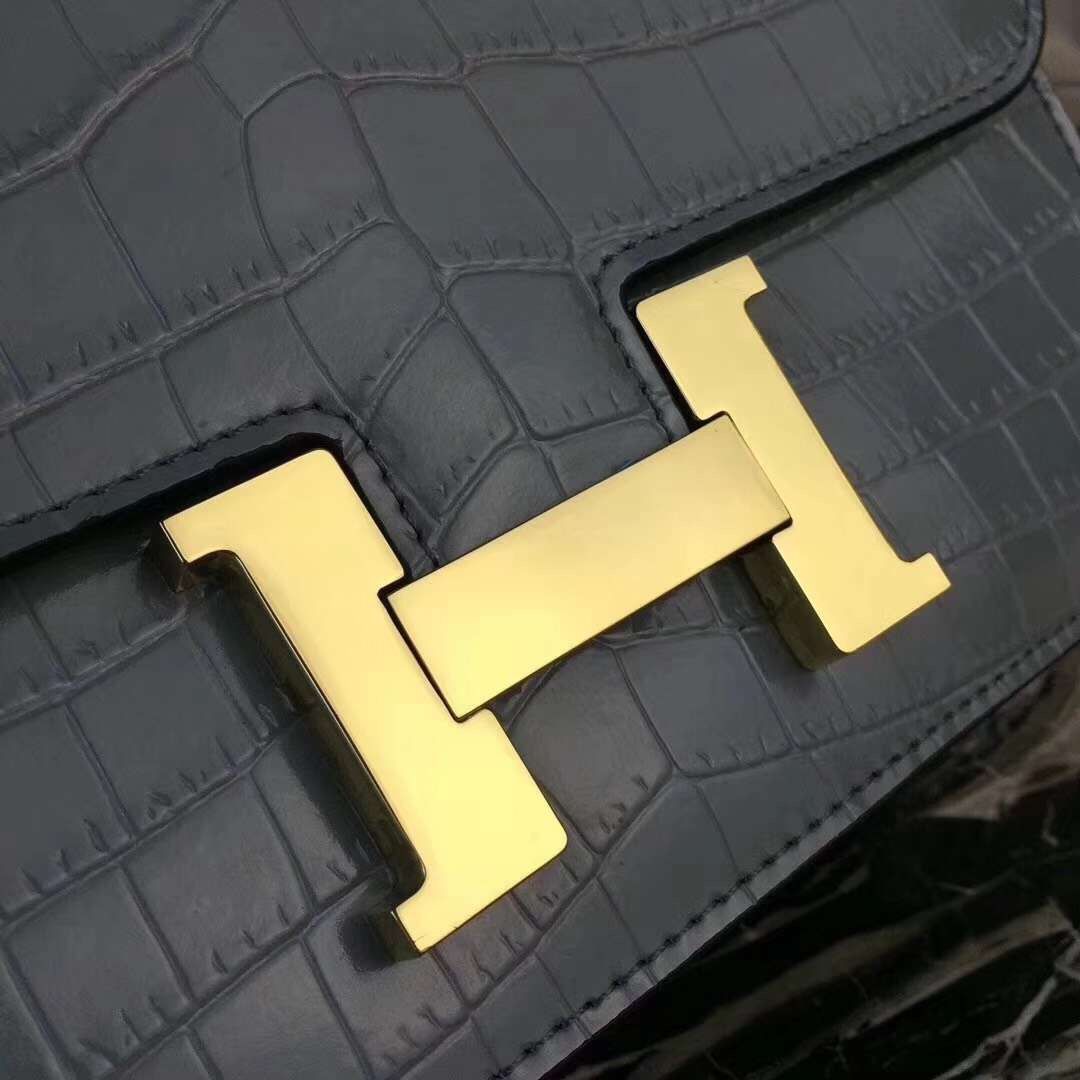 Hermes Blue Lin Constance MM 24cm Crocodile Bag - Image 5