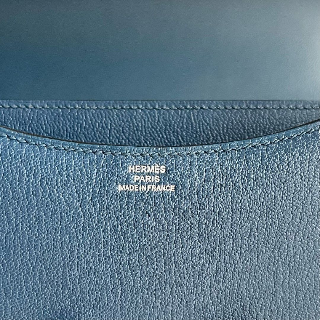 Hermes Constance 18 Handmade Bag in Bright Blue Chevre Mysore Leather - Image 8