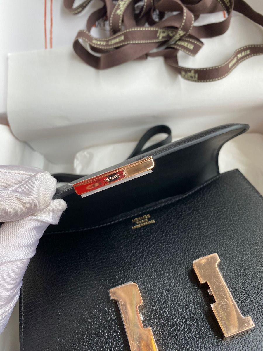 Hermes Constance 18 Handmade Bag In Black Chevre Mysore Leather - Image 10