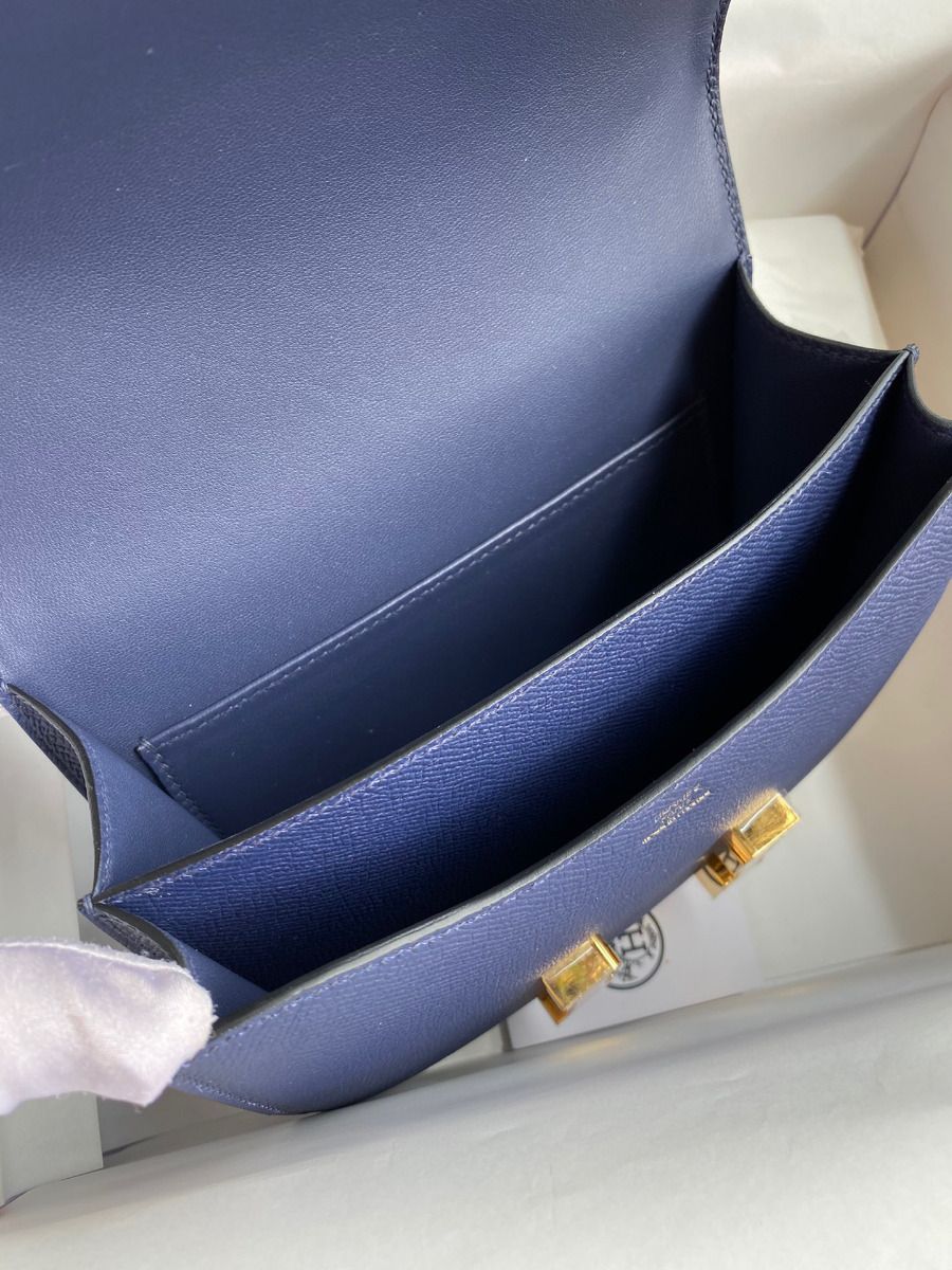 Hermes Constance 18 Handmade Bag In Blue Saphir Epsom Calfskin - Image 8