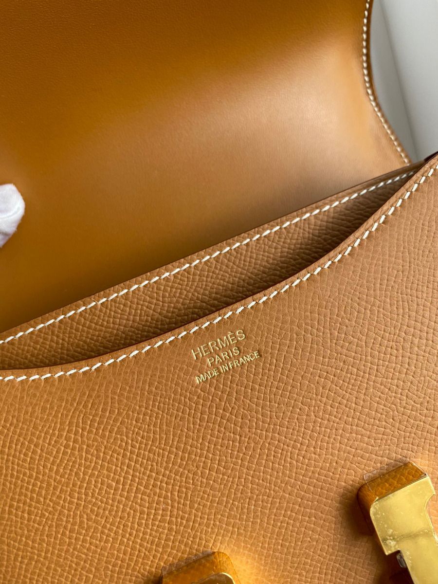 Hermes Constance 18 Handmade Bag In Gold Epsom Calfskin - Image 8