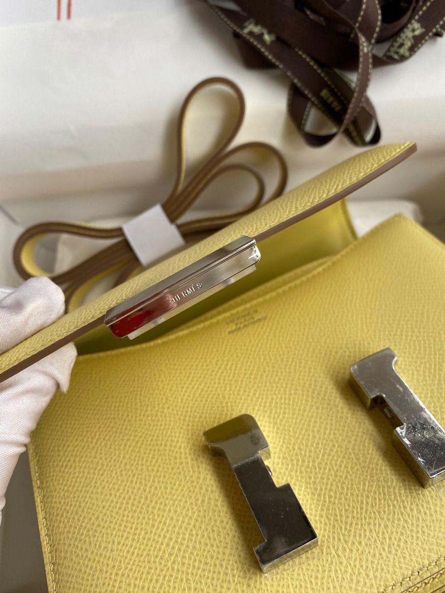Hermes Constance 18 Handmade Bag In Jaune Poussin Epsom Calfskin - Image 9