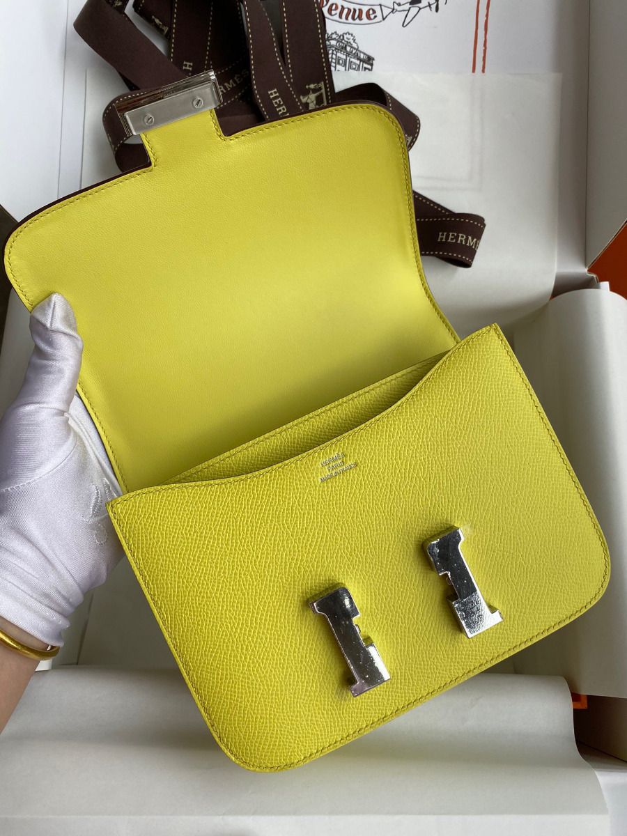 Hermes Constance 18 Handmade Bag In Lime Epsom Calfskin - Image 7