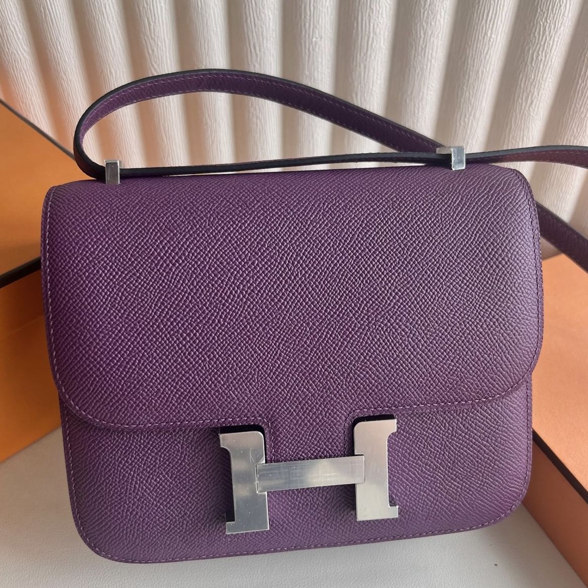 Hermes Constance 18 Handmade Bag in Raisin Epsom Calfskin