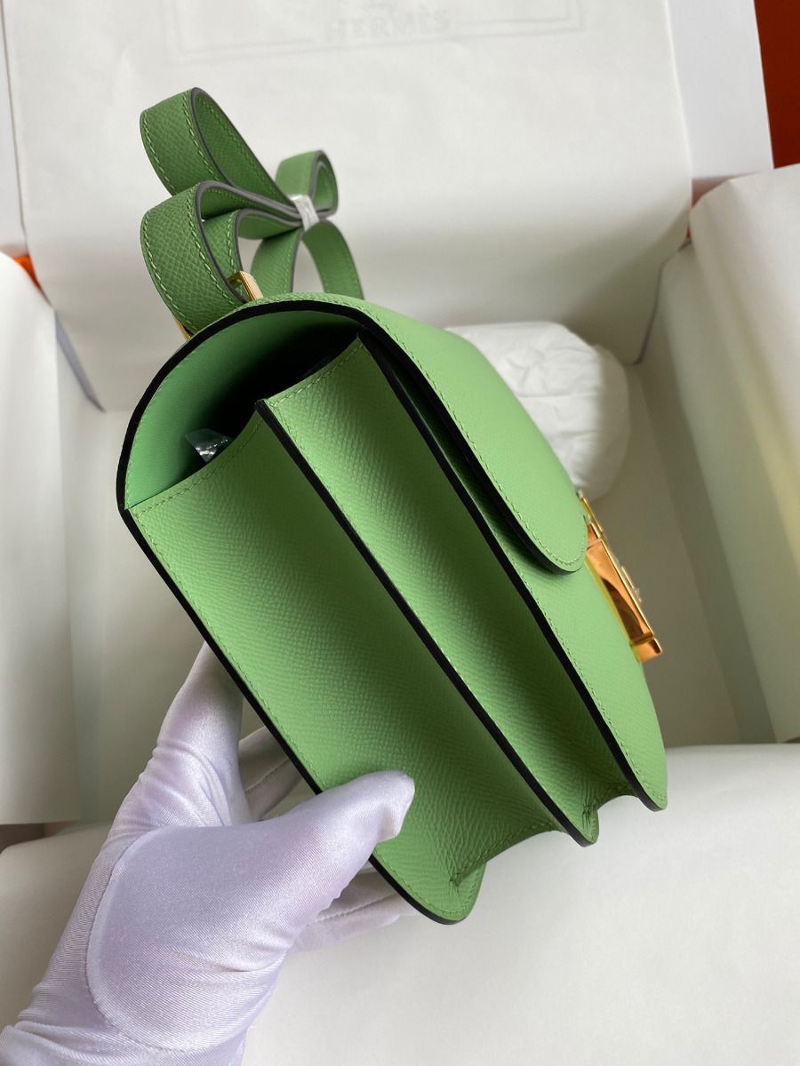 Hermes Constance 18 Handmade Bag In Vert Criquet Epsom Calfskin - Image 6