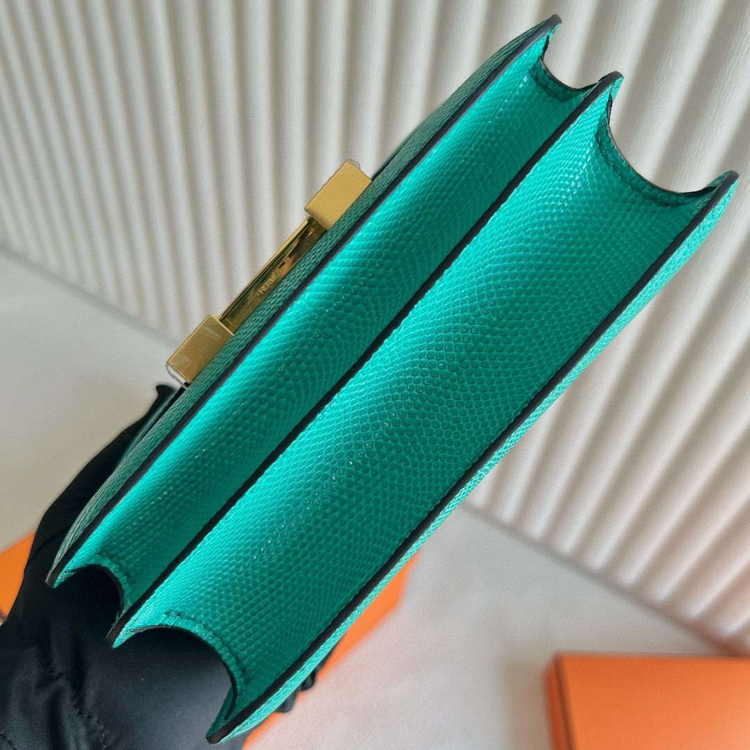 Hermes Constance 18 Handmade Bag in Menthe Lizard Leather - Image 4