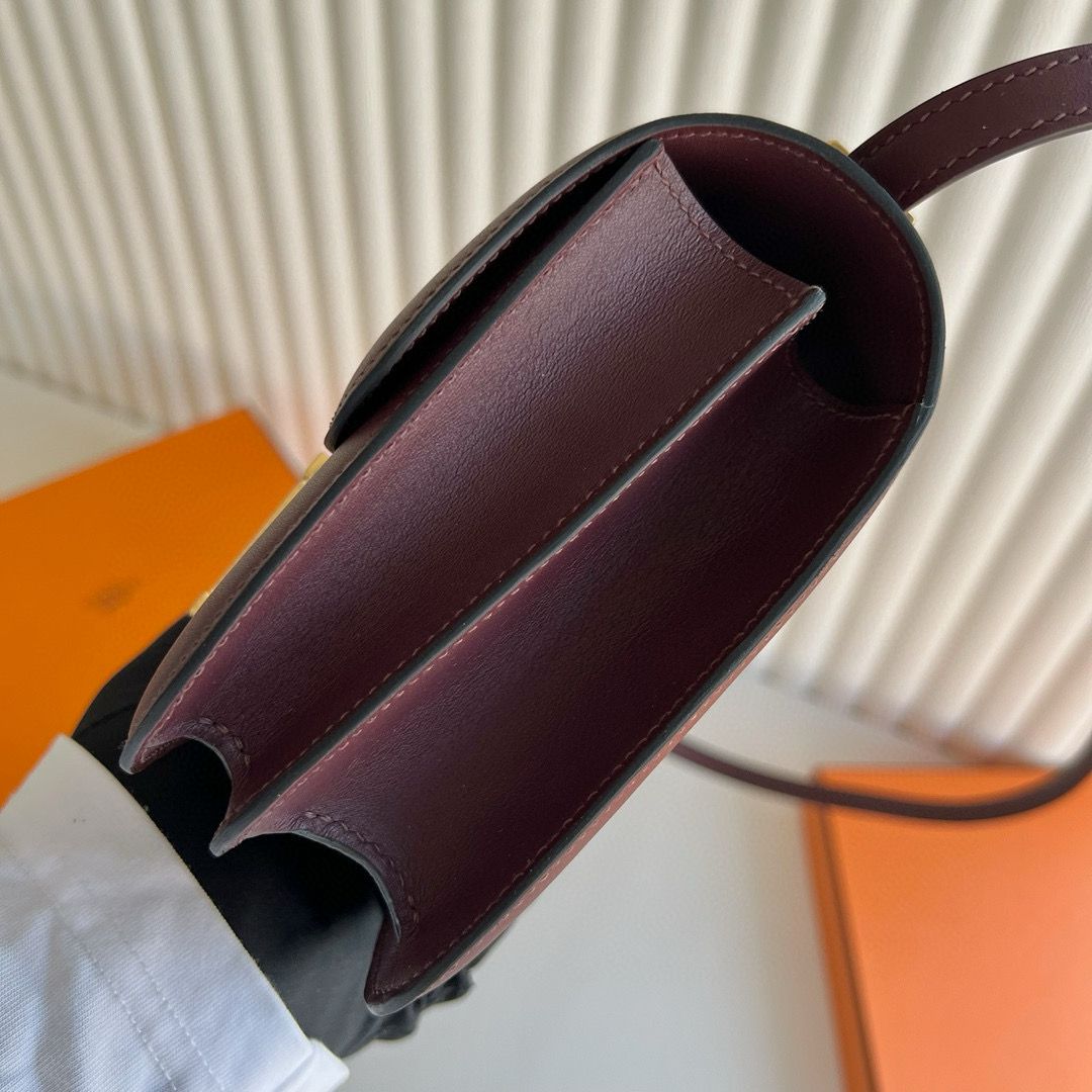Hermes Constance 18 Handmade Bag in Bordeaux Swift Calfskin - Image 4