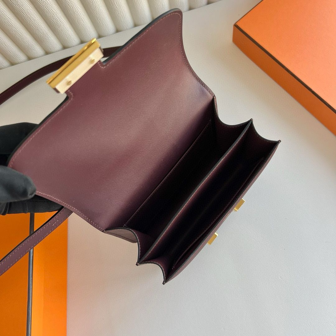 Hermes Constance 18 Handmade Bag in Bordeaux Swift Calfskin - Image 7