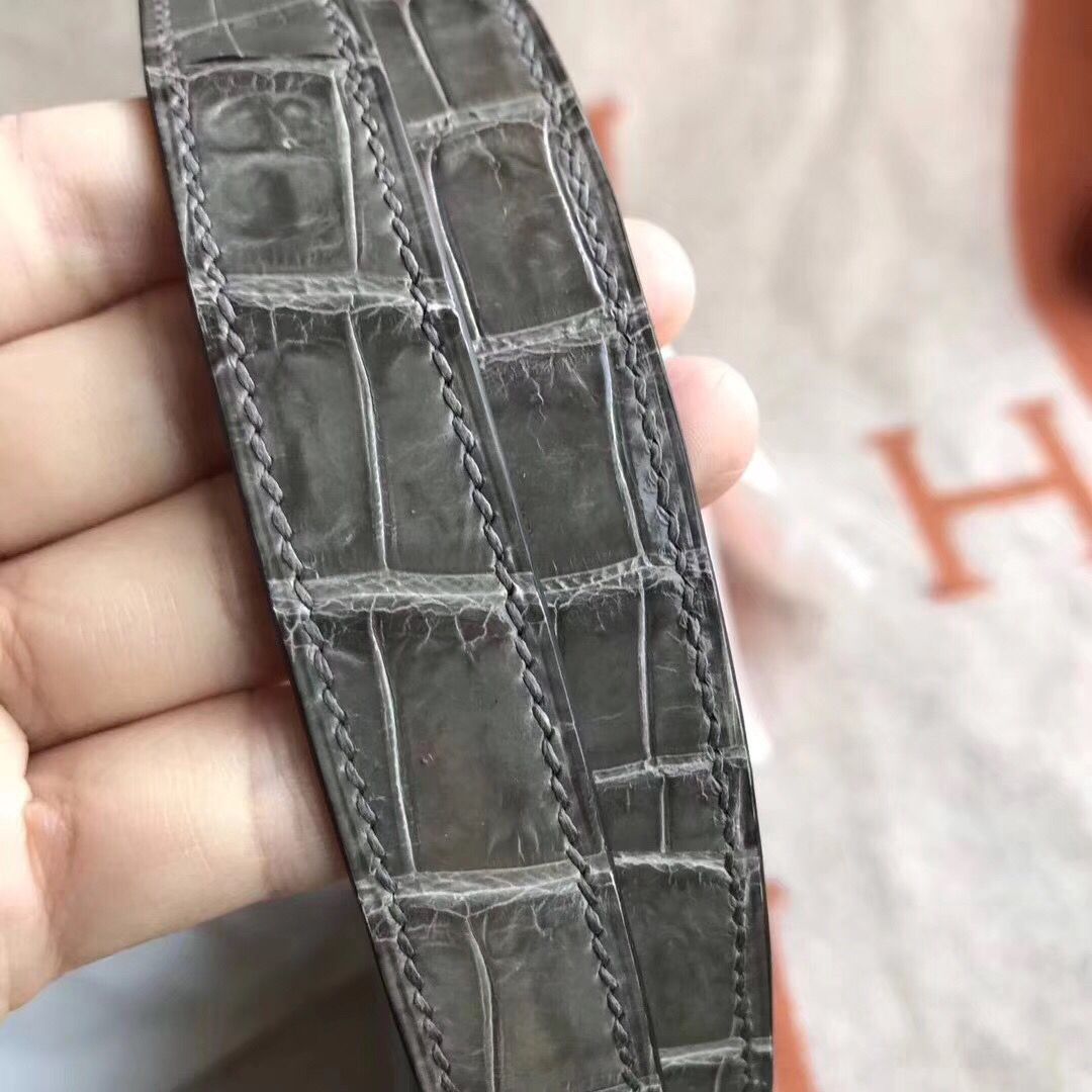 Hermes Constance 24 Handmade Bag In Grey Niloticus Crocodile - Image 5