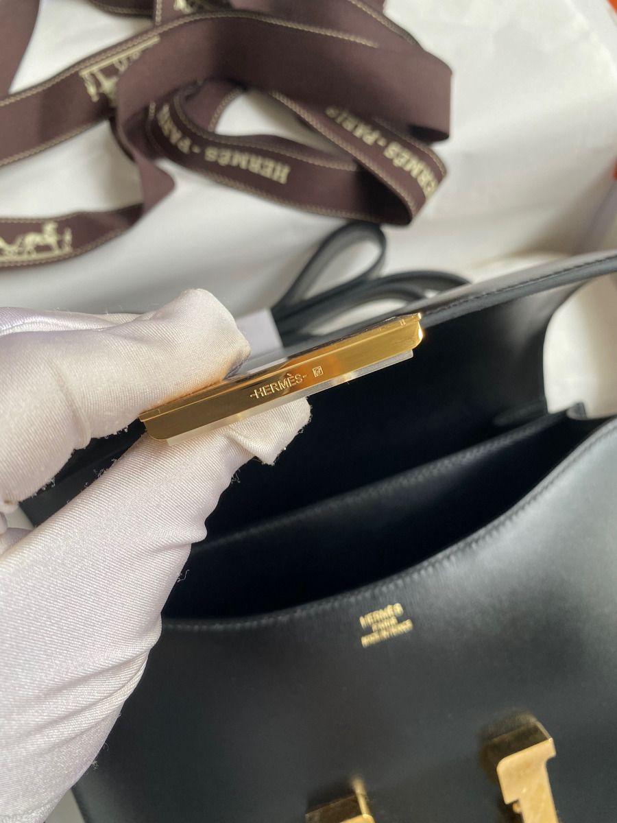 Hermes Constance 24 Handmade Bag In Black Box Calfskin - Image 10