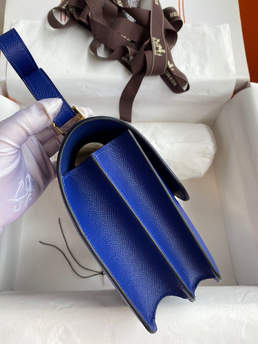 Hermes Constance 24 Handmade Bag In Blue Electric Epsom Calfskin - Image 4