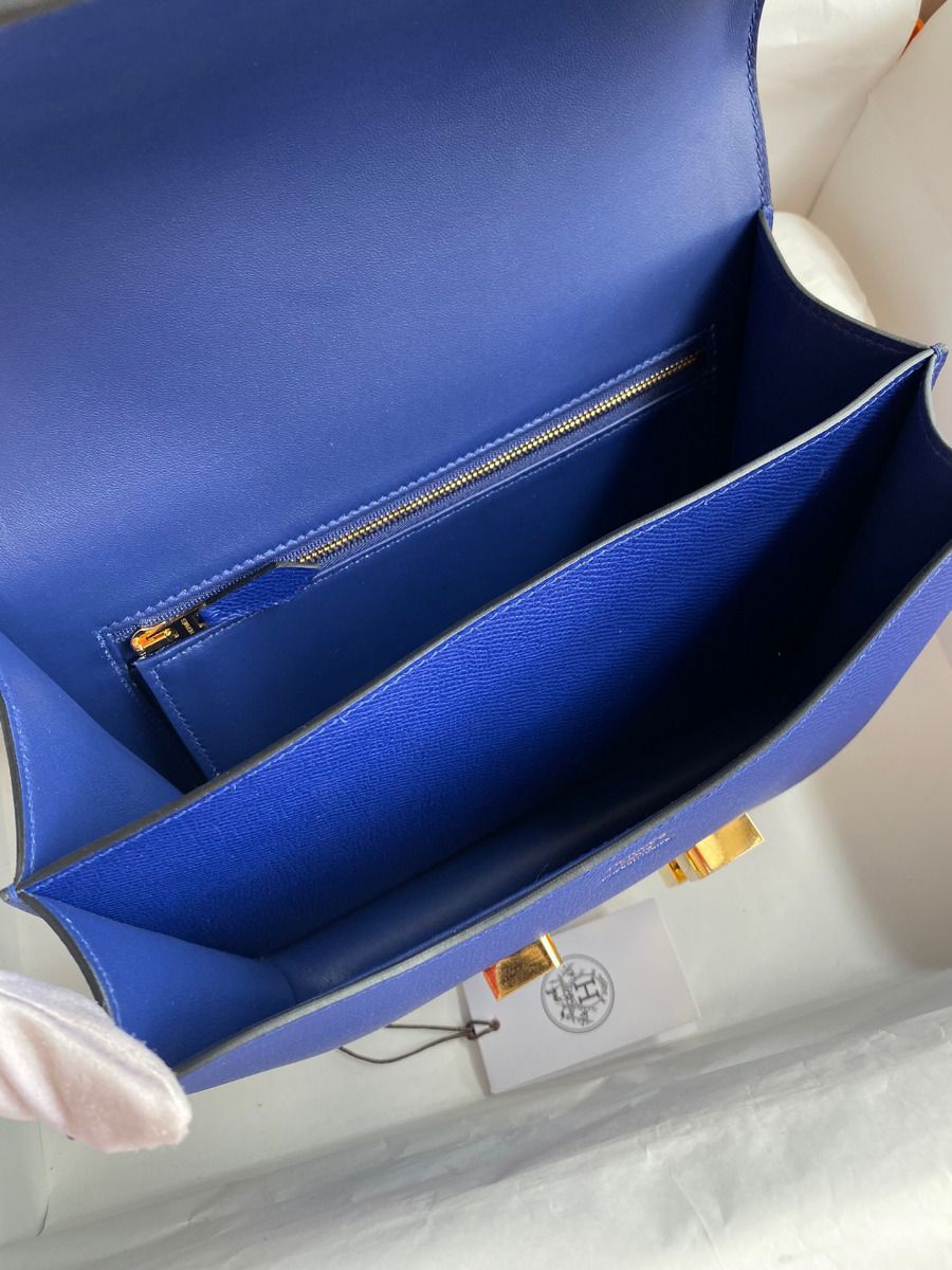 Hermes Constance 24 Handmade Bag In Blue Electric Epsom Calfskin - Image 9