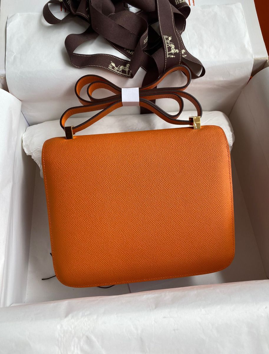 Hermes Constance 24 Handmade Bag In Orange Epsom Calfskin - Image 3