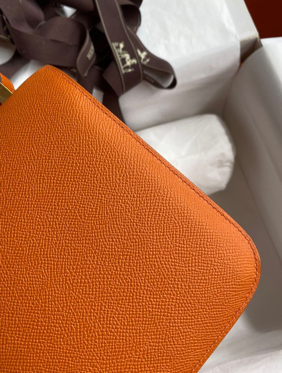Hermes Constance 24 Handmade Bag In Orange Epsom Calfskin - Image 6