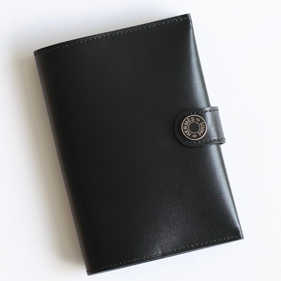 Hermes R.M.S Passport Holder in Black Box Calfskin