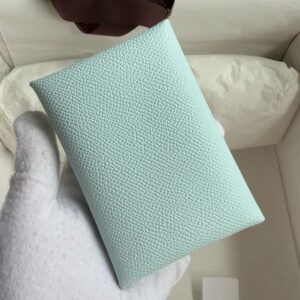 Hermes Calvi Duo Card Holder in Blue Zephyr Epsom Calfskin