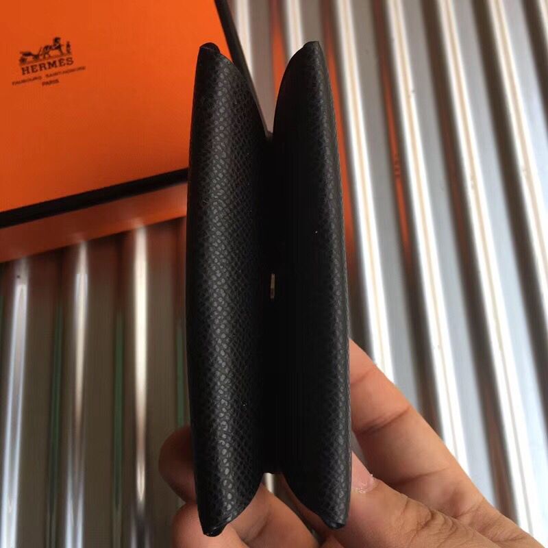 Hermes Calvi Card Holder In Black Epsom Leather - Image 3