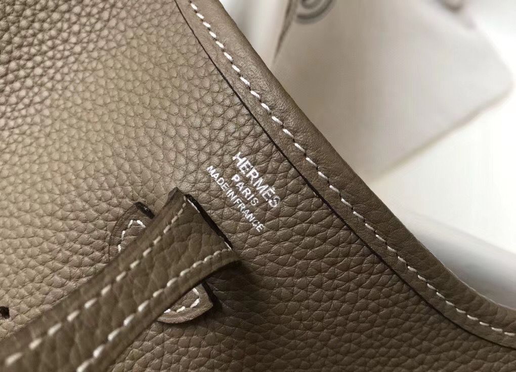 Hermes Evelyne III TPM Bag In Taupe Clemence Leather - Image 5