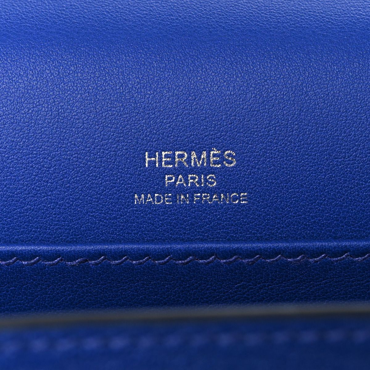 Hermes Geta Handmade Bag In Blue Electric Chevre Mysore Leather - Image 11