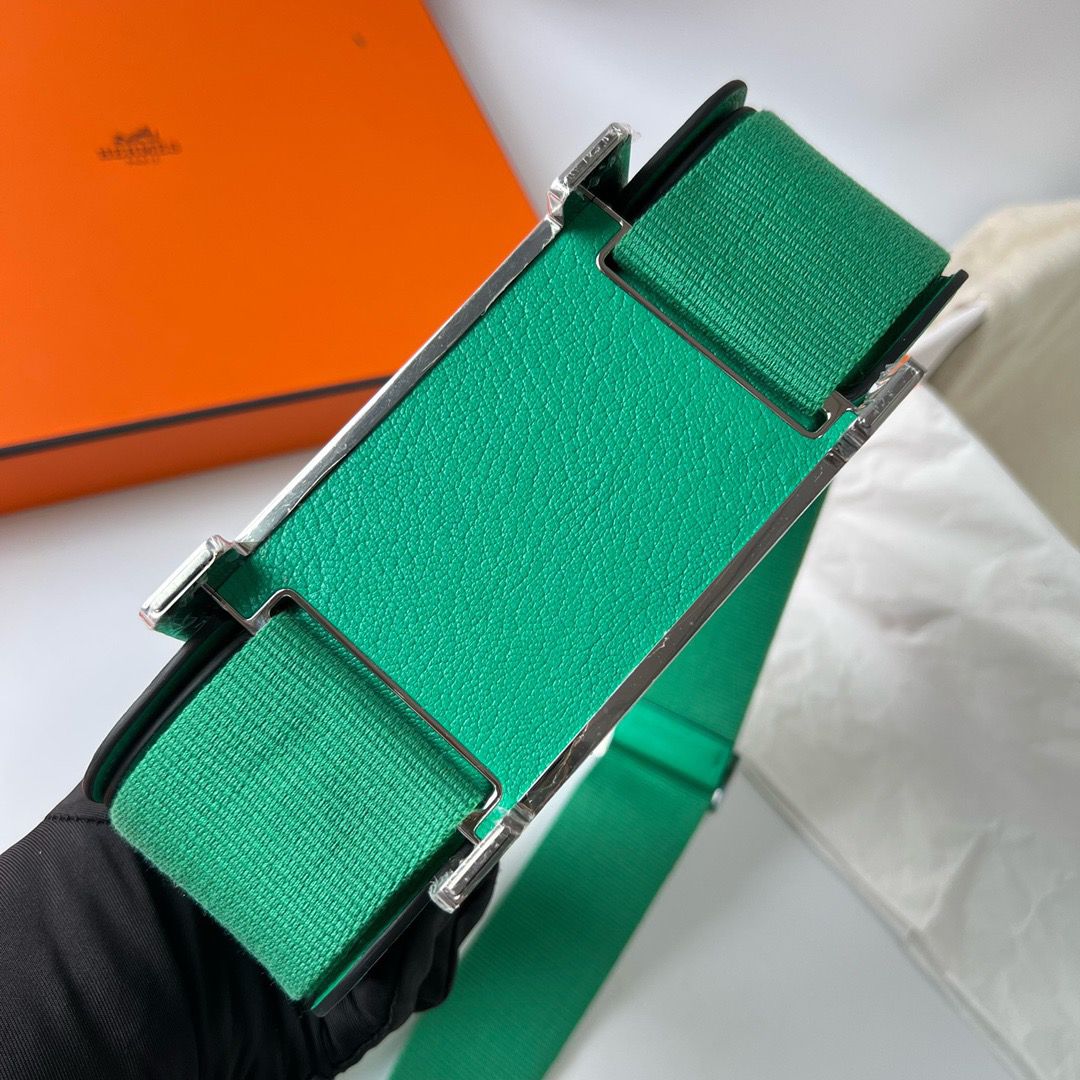 Hermes Geta Handmade Bag In Menthe Chevre Mysore Leather - Image 7