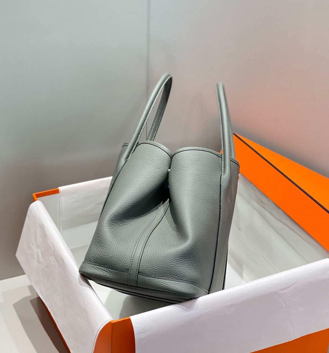 Hermes Garden Party 36 Bag In Gris Meyer Clemence Leather - Image 3