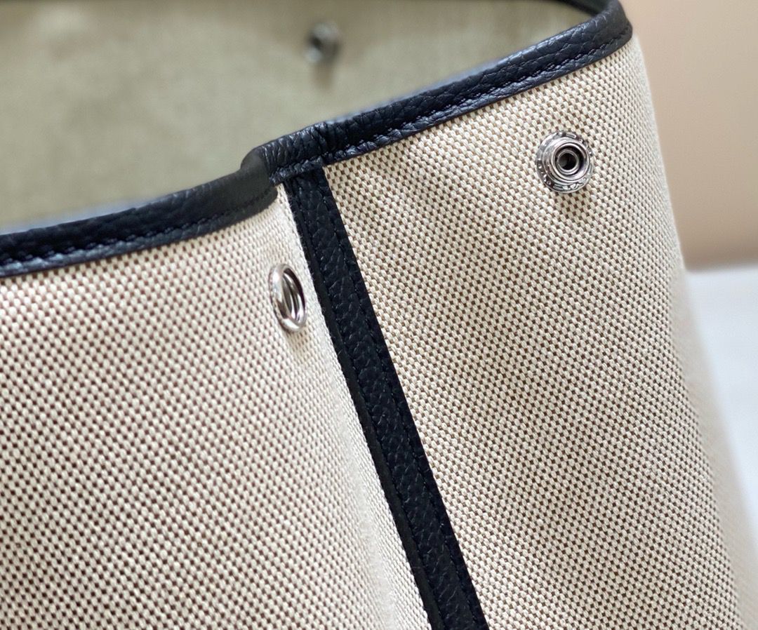 Hermes Garden Party 36cm Bag in Toile and Black Leather - Image 9